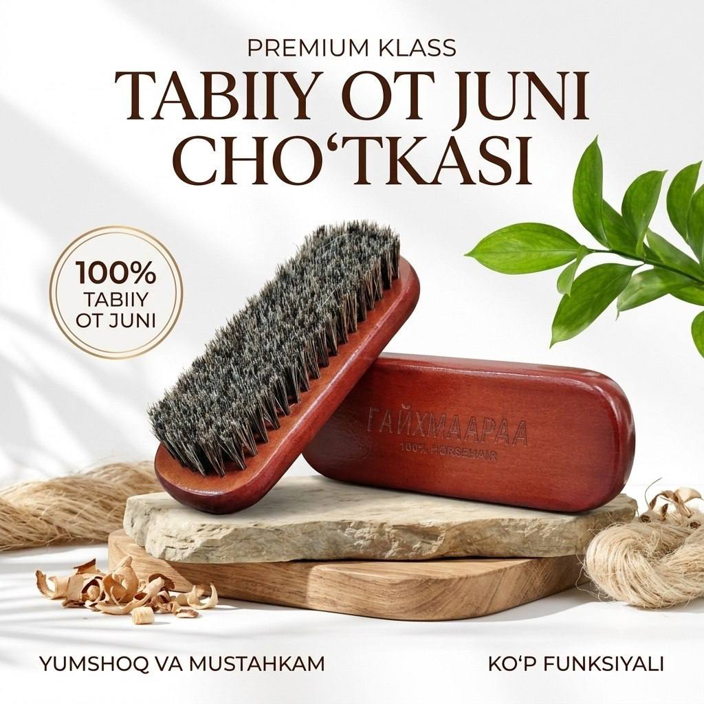 Tabiiy ot juni chotkasi ГАЙМААРАА, charm poyabzal cho‘tkasi (14,5 х 5см)
