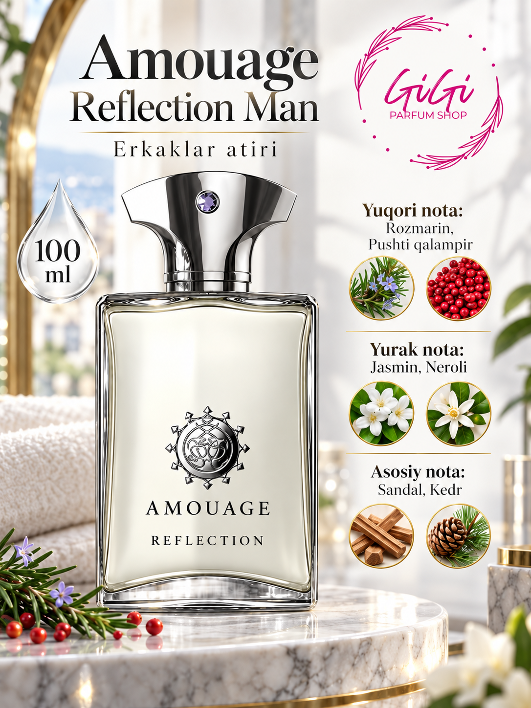 Amouage Interlude 53, Beach Hut, Reflection — мужские духи, 100 мл - 