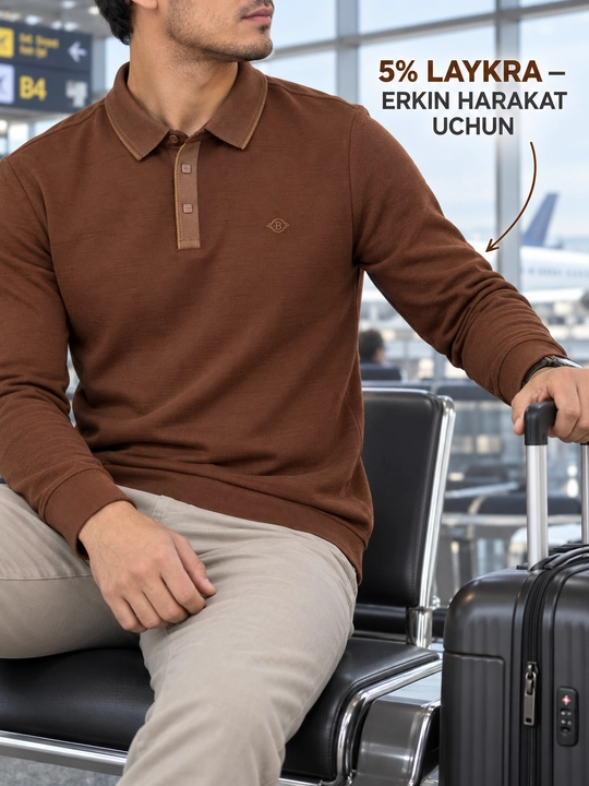 Erkaklar o‘rta qalinlikdagi yoqali sviteri, premium casual trikotaj jemper