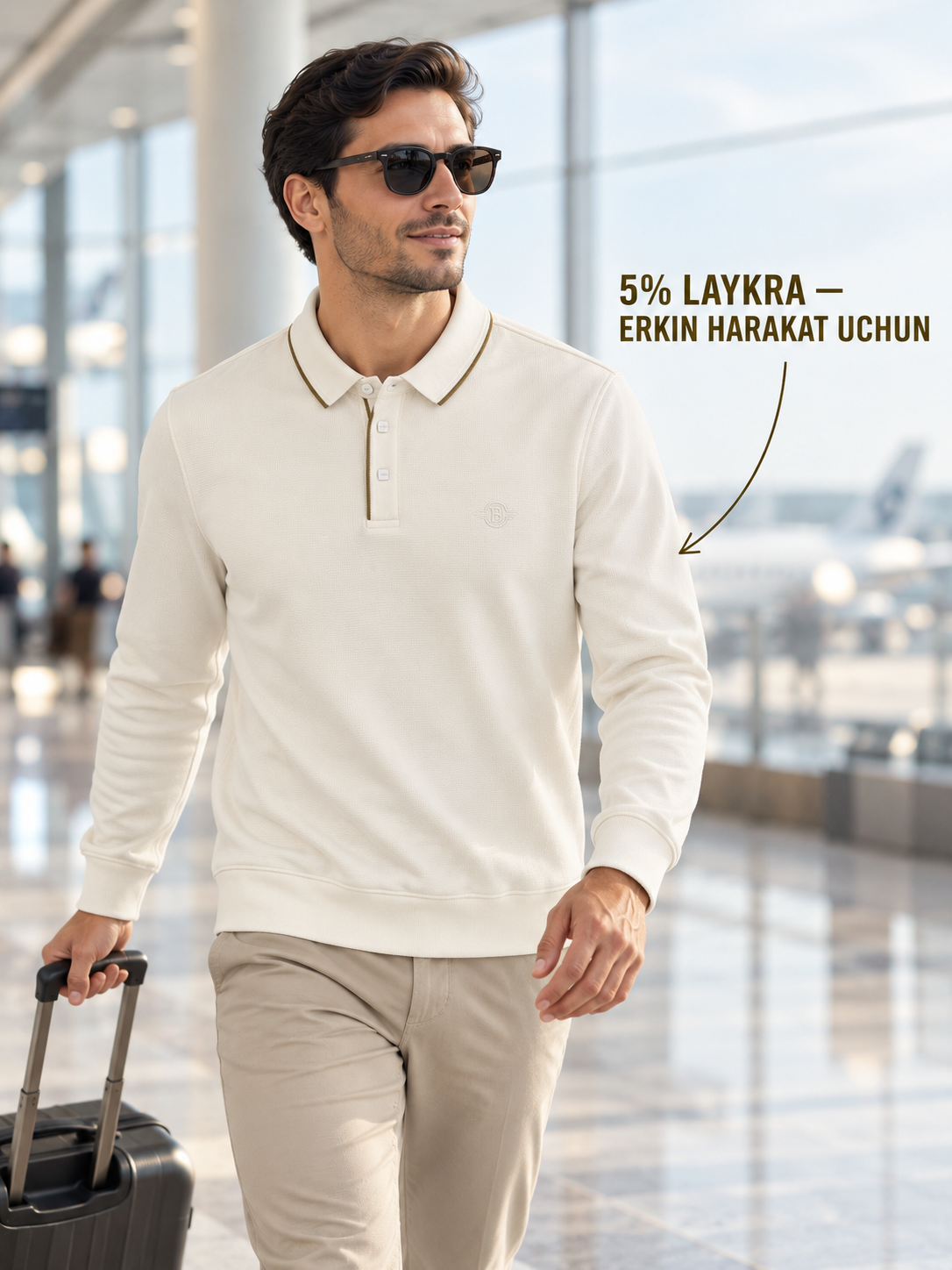 Erkaklar o‘rta qalinlikdagi yoqali sviteri, premium casual trikotaj jemper