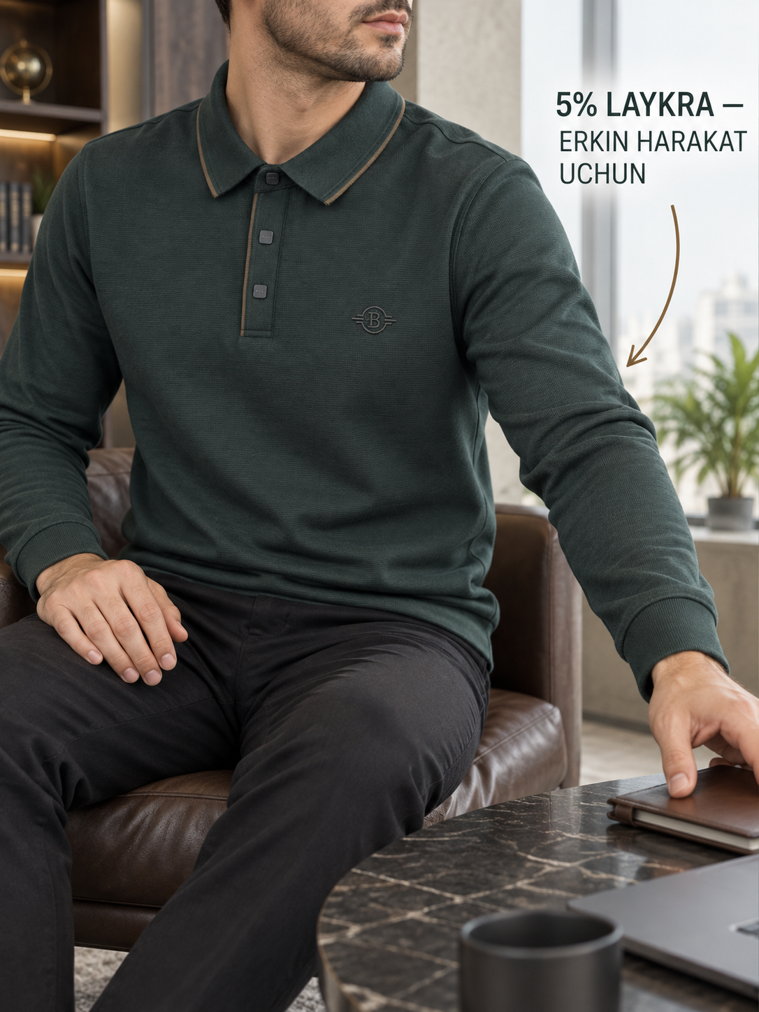 Erkaklar o‘rta qalinlikdagi yoqali sviteri, premium casual trikotaj jemper