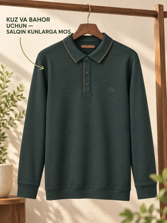 Erkaklar o‘rta qalinlikdagi yoqali sviteri, premium casual trikotaj jemper