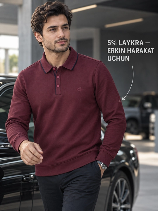 Erkaklar o‘rta qalinlikdagi yoqali sviteri, premium casual trikotaj jemper