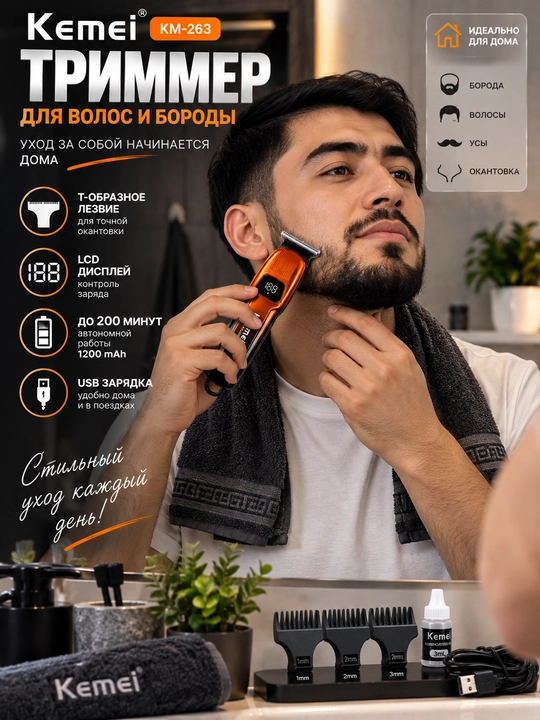 Kemei KM-263 soch va soqol uchun trimmer - 