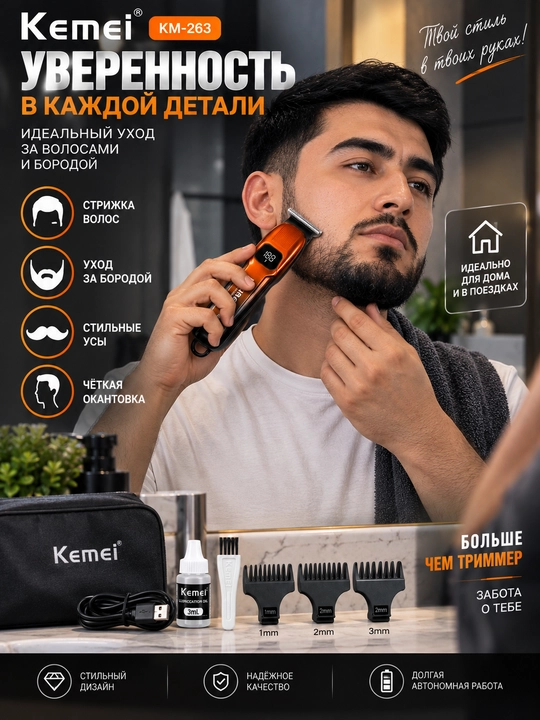 Триммер Kemei KM-263 для волос и бороды