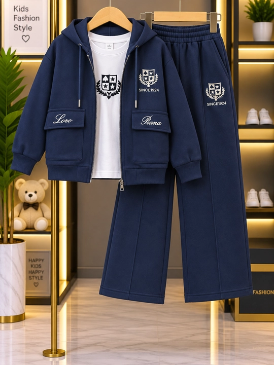 Qizlar uchun 3 qismli pushti sport komplekti: huddi, futbolka va keng shim, 8–13 yosh