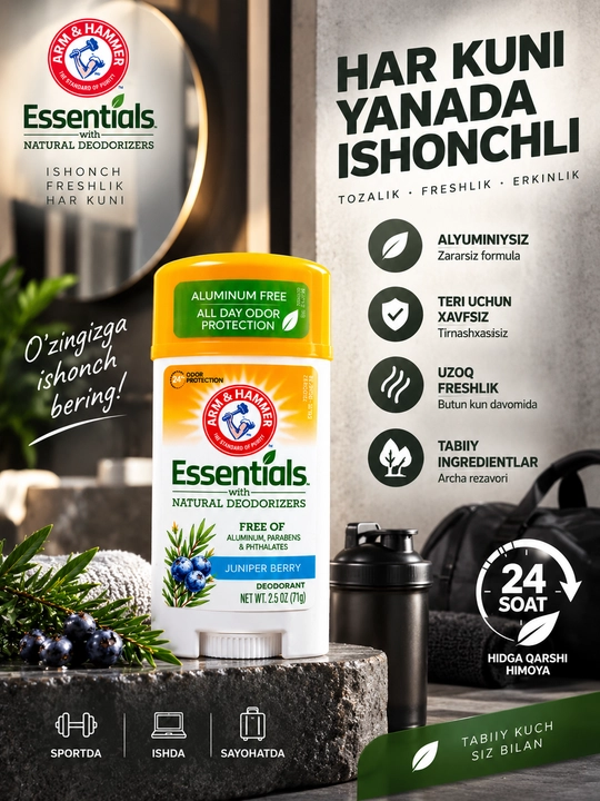 Essentials dezodoranti Amerikada ishlab chiqarilgan mahsulot hisoblanadi