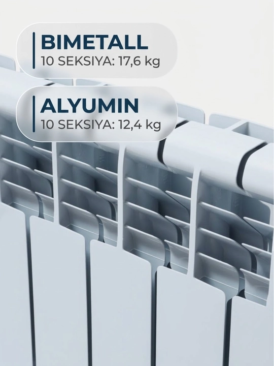 AKFA seksiyali radiatori, bimetall va alyuminiy isitish tizimi