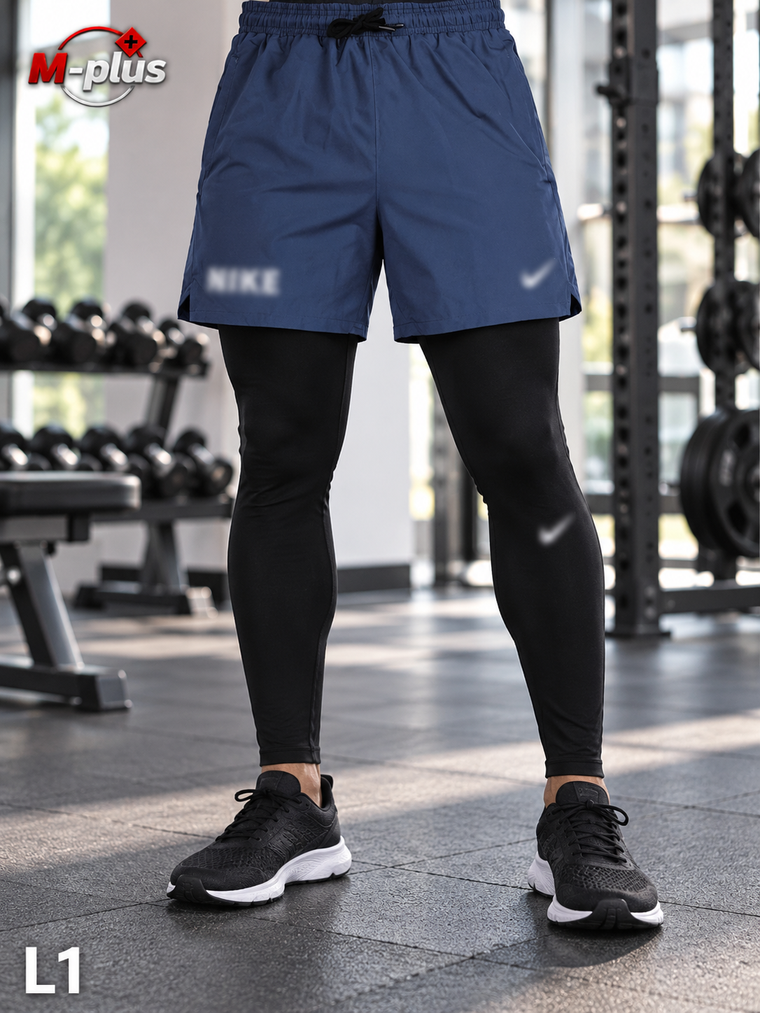 Erkaklar uchun 2 qavatli sport shortigi, ichki taytsli, fitness va yugurish uchun