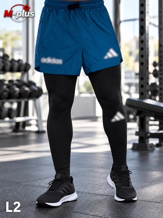 Erkaklar uchun 2 qavatli sport shortigi, ichki taytsli, fitness va yugurish uchun