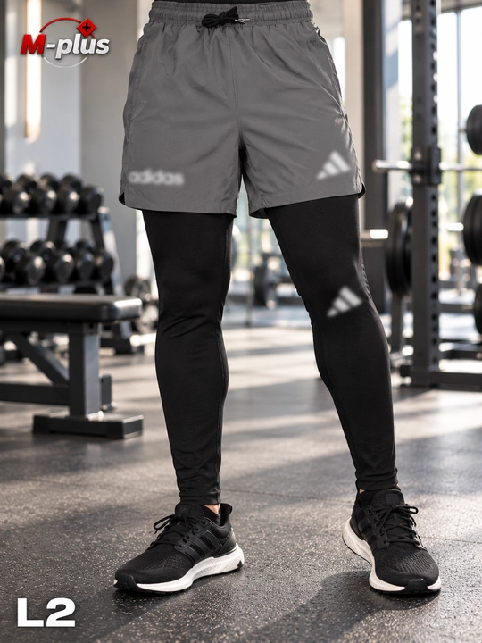 Erkaklar uchun 2 qavatli sport shortigi, ichki taytsli, fitness va yugurish uchun