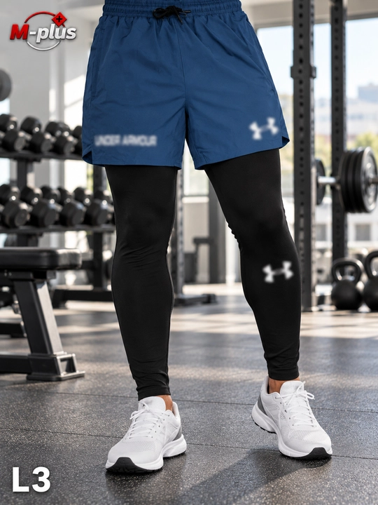 Erkaklar uchun 2 qavatli sport shortigi, ichki taytsli, fitness va yugurish uchun