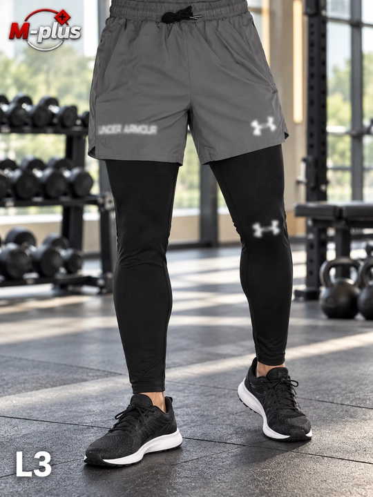 Erkaklar uchun 2 qavatli sport shortigi, ichki taytsli, fitness va yugurish uchun