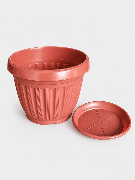 Gul tuvak plastik, gul idishi, tuvak tarelkasi bilan, 1–65 litr