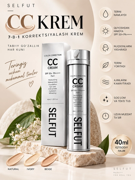 CC-крем для лица, 40 мл, SPF 50+, PA++++