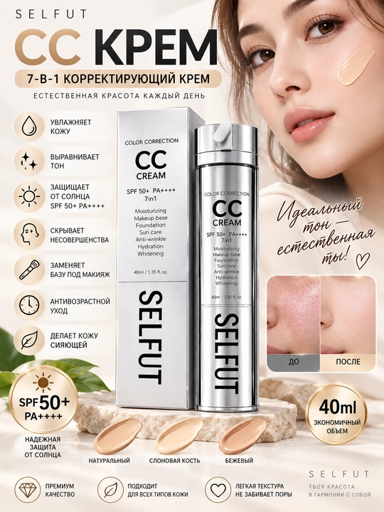 CC-крем для лица, 40 мл, SPF 50+, PA++++