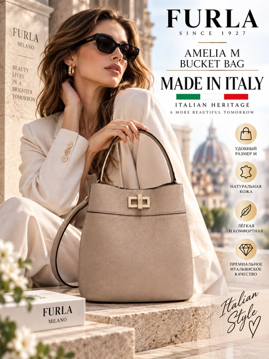 Furla Amelia M Bucket Bag WB01953 — женская кожаная сумка