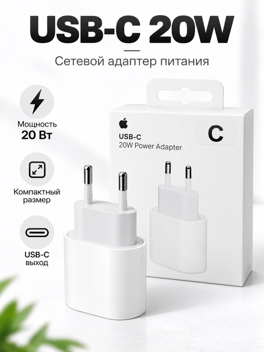 USB-C 20W tarmoq zaryadlovchi adapteri, telefon va gadjetlar uchun - 