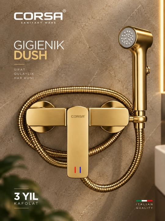 Tualet uchun smestitel, gigienik dush smesitel, Premium sifat - zanglamas metaldan | C2511 - 