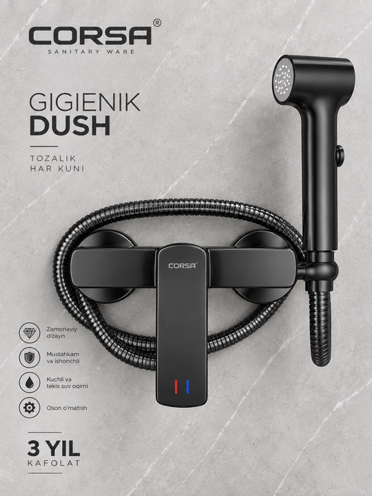 Tualet uchun smestitel, gigienik dush smesitel, Premium sifat - zanglamas metaldan | C2511 - 