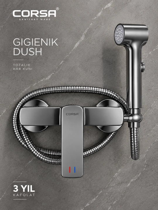 Tualet uchun smestitel, gigienik dush smesitel, Premium sifat - zanglamas metaldan | C2511 - 