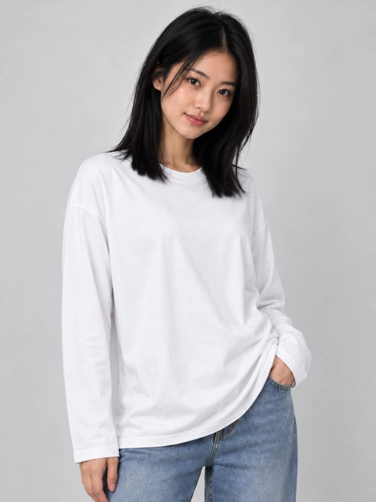 Ayollar uchun oversize longsliv, bir xil rangli, erkin bichim - 