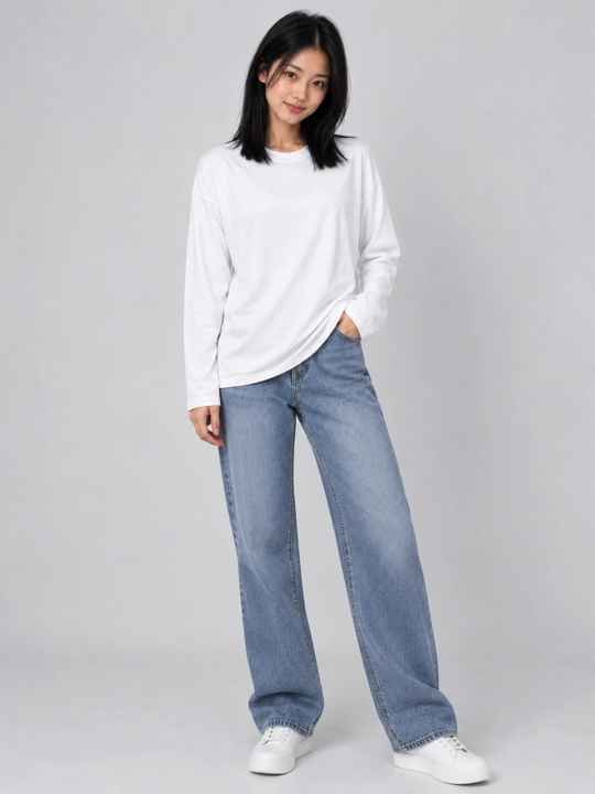Ayollar uchun oversize longsliv, bir xil rangli, erkin bichim