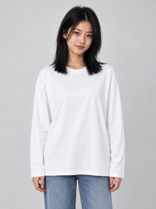 Ayollar uchun oversize longsliv, bir xil rangli, erkin bichim