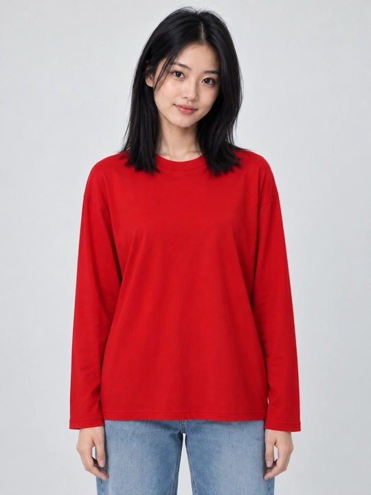 Ayollar uchun oversize longsliv, bir xil rangli, erkin bichim