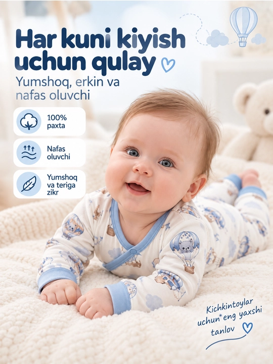 Yangi tug‘ilgan chaqaloqlar uchun kombinezon, yumshoq uzun yengli kundalik kiyim