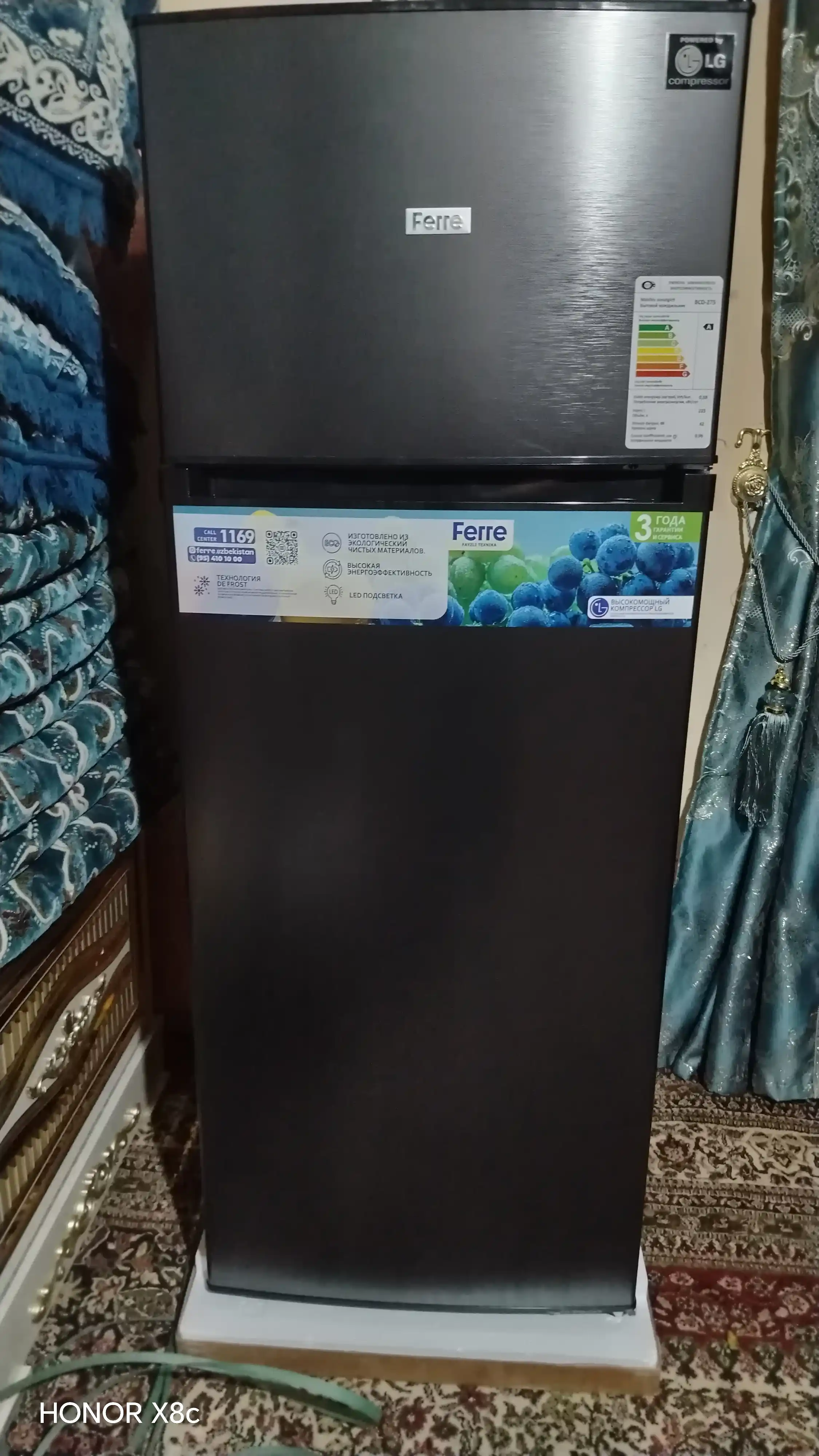 Холодильник Ferre BCD-275, 225 л, 2 камеры, компрессор LG, Defrost, 3 цвета