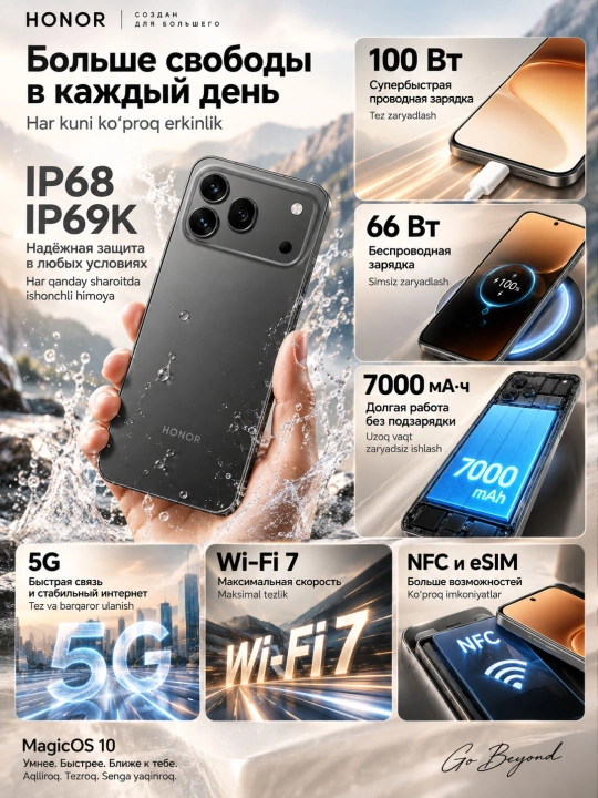 Смартфон Honor 600 Pro 12/256GB и 12/512GB, 200МП, 7000 мАч, 5G, 100Вт, с гарантией