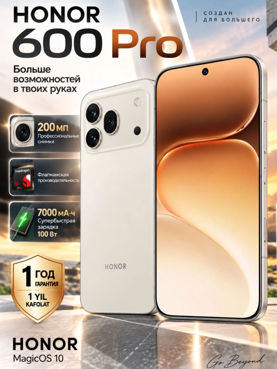Смартфон Honor 600 Pro 12/256GB и 12/512GB, 200МП, 7000 мАч, 5G, 100Вт, с гарантией - 