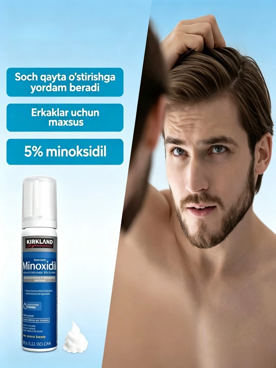 Kirkland Minoxidil 5% (60 мл) для роста волос и бороды - 
