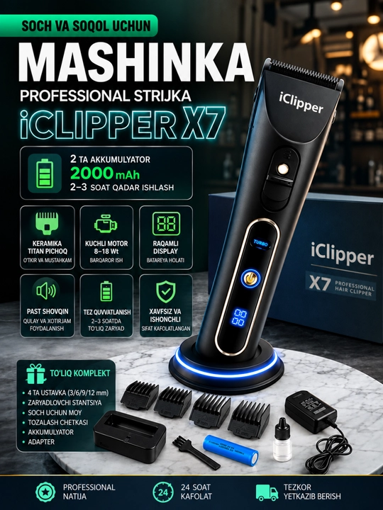 Soch olish mashinasi iClipper X7 Professional Hair Clipper - 