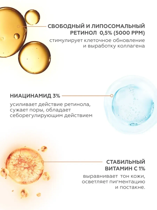 Geltek Retiderm 1.0 yuz uchun gel-zardob, 1% liposomal retinol va peptid bilan