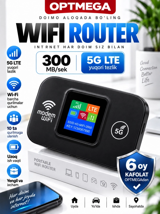 Карманный Wi-Fi, Wi-Fi роутер, роутер с SIM-картой, 4G LTE роутер - 