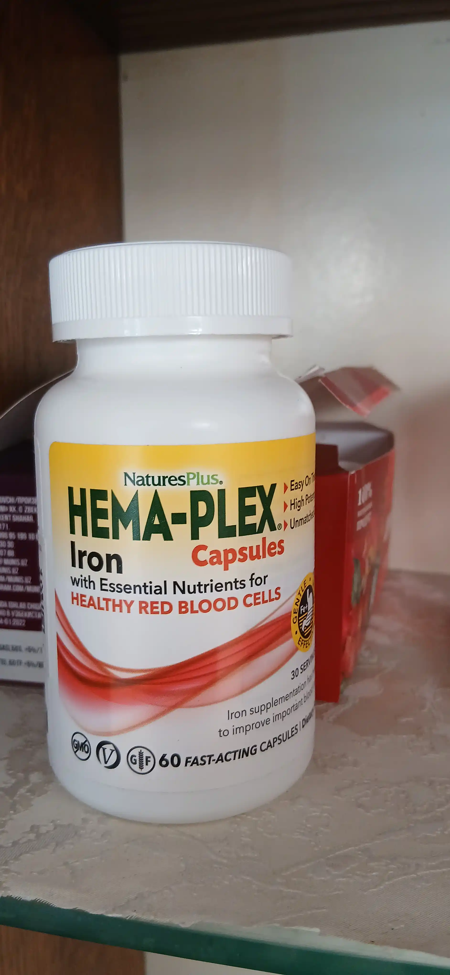 Nature`s Plus, Hema-Plex®, Железо, 60 быстродействующих капсул