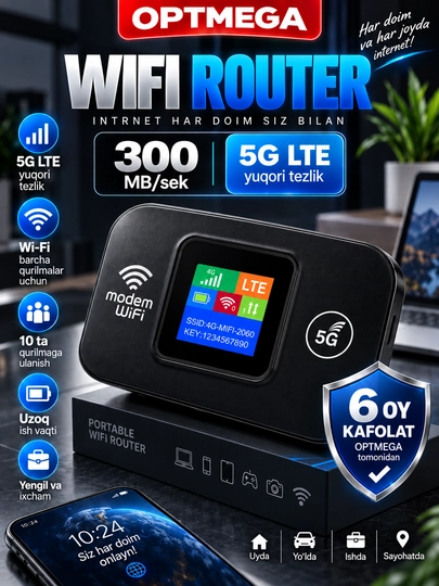 Cho'ntak Wi-Fi, router, sim kartalik wi fi router, 4G, LTE - 