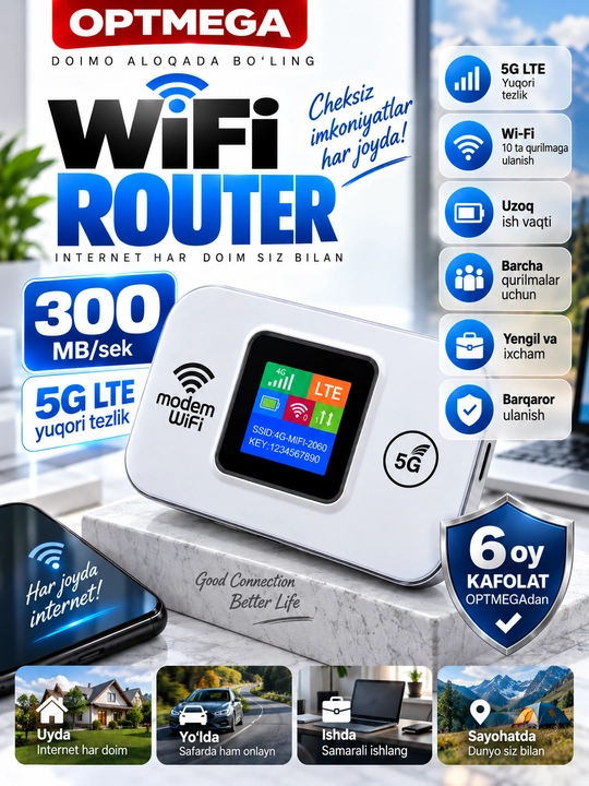 Карманный Wi-Fi, Wi-Fi роутер, роутер с SIM-картой, 4G LTE роутер - 
