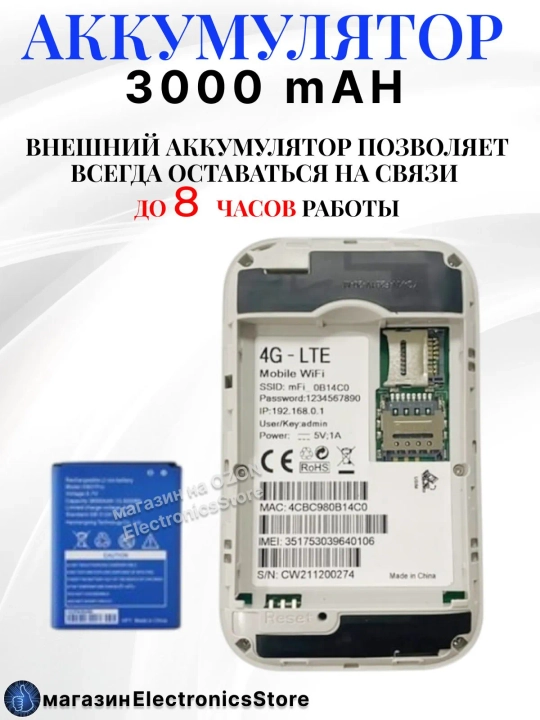 Cho'ntak Wi-Fi, router, sim kartalik wi fi router, 4G, LTE