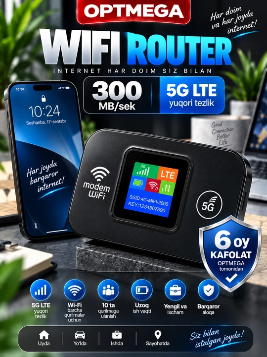 Карманный Wi-Fi, Wi-Fi роутер, роутер с SIM-картой, 4G LTE роутер - 