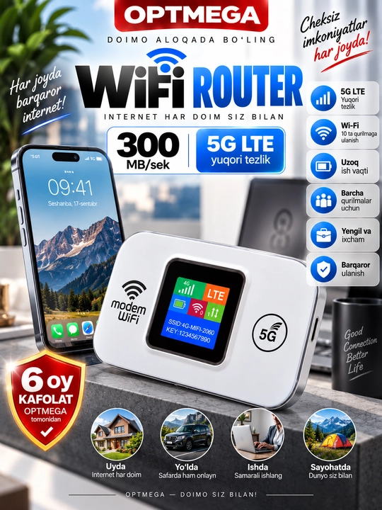 Карманный Wi-Fi, Wi-Fi роутер, роутер с SIM-картой, 4G LTE роутер - 