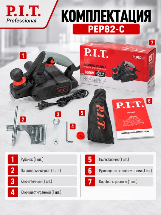 Рубанок сетевой P.I.T. PEP82-C
