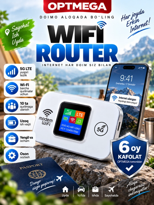 Карманный Wi-Fi, Wi-Fi роутер, роутер с SIM-картой, 4G LTE роутер - 