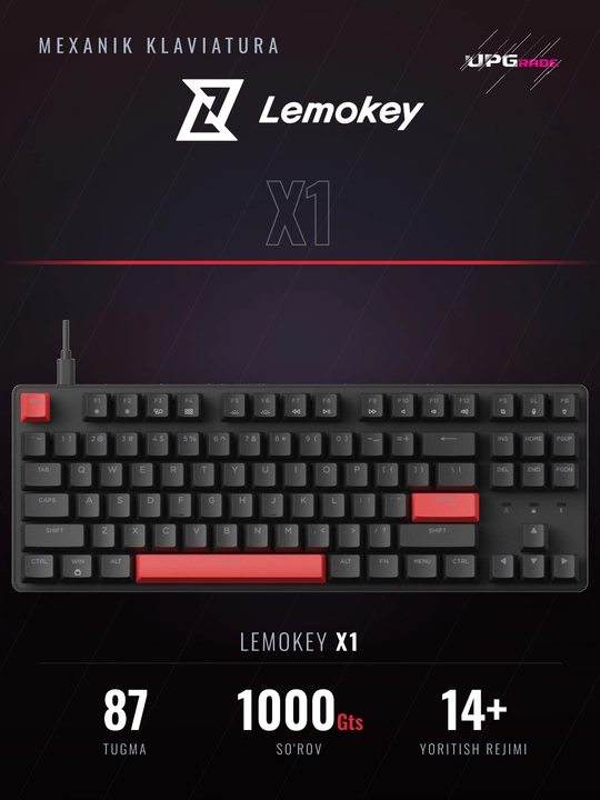 O'yin klaviaturasi Lemokey X1 87Key