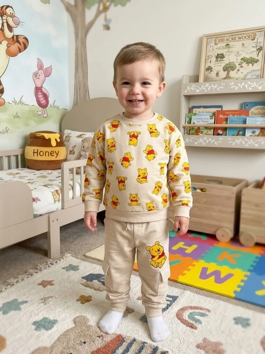 "Vinni Pooh" pijamasi, 1-8 yosh, o‘g‘il bolalar uchun, 100% paxtadan - 