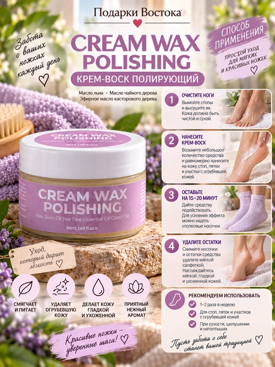 Крем-воск полирующий для ног CREAM WAX POLISHING, 50 мл