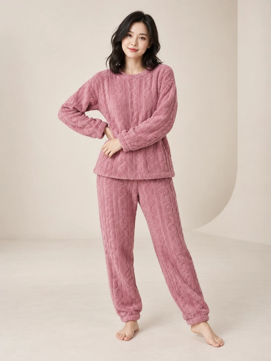 Ayollar va qizlar uchun issiq qishki flizli pijama dvoyka, komplekt shim, triko, kofta