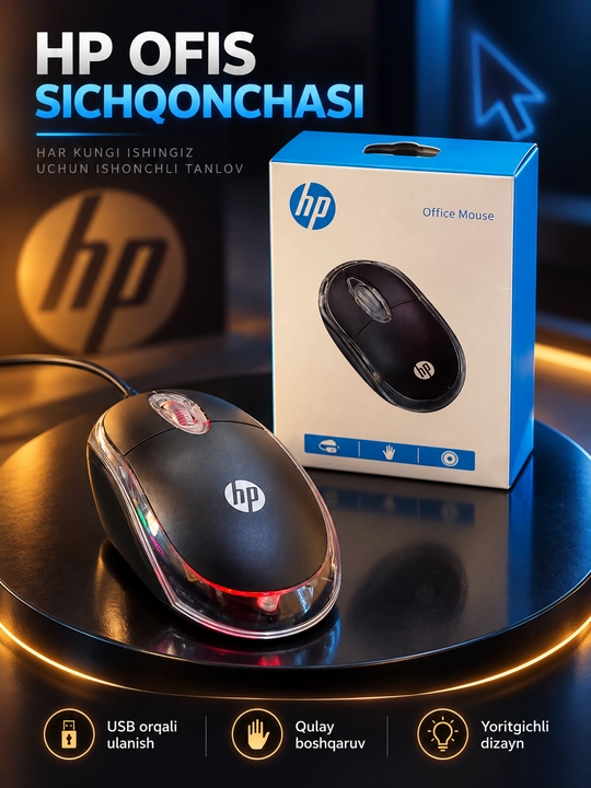 HP X-66 Gaming Mouse simli optik sichqoncha, USB, qora